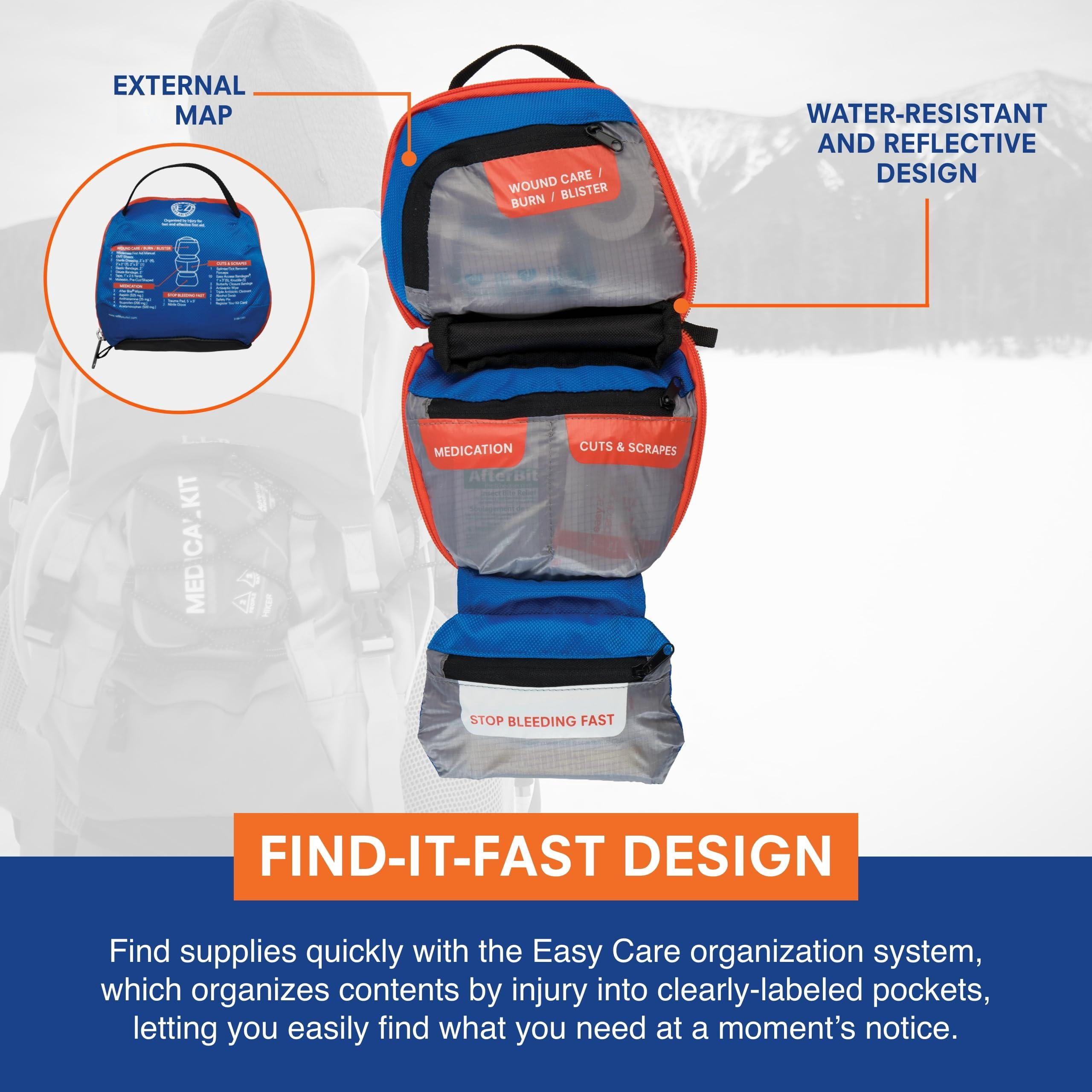 Mountain Series Kit - Hiker Emergency First Aid For 2 People 2 Days Comes With A Trauma Pad  Guide Book & More