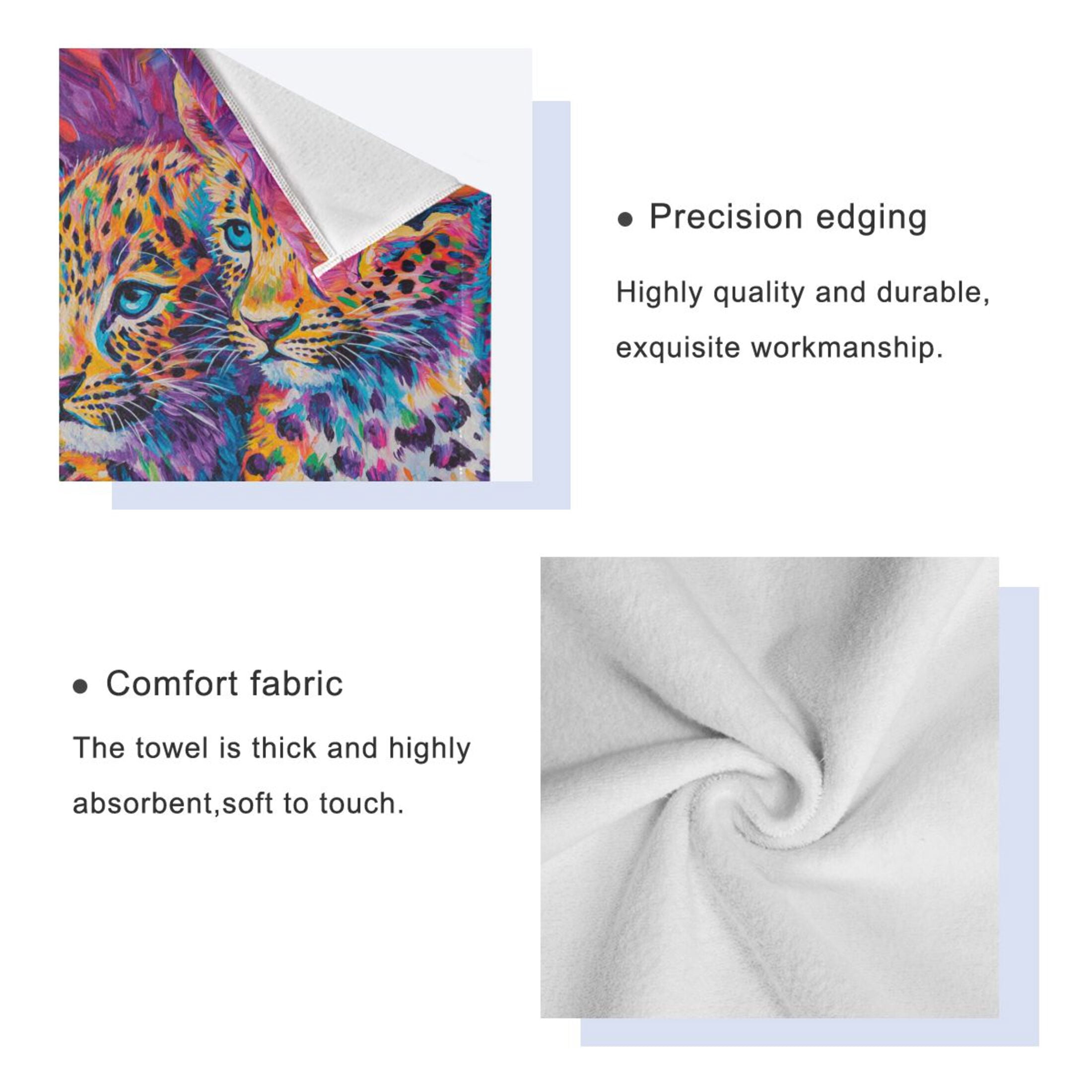 BZSMCE 3piece Bath Towel Sets Hand Bath Towels Fashion Vibrant Leopard Duo Printed Towel Sets