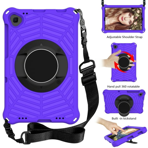 Dteck Kids Case for Samsung Galaxy Tab A 10.1 inch 2019 SM-T510/T515/T517, Heavy Silicone Shockproof Case Kids Friendly Cover with Shoulder Strap/Handle Stand,Purple