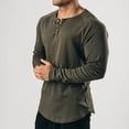thumbnail image 3 of Mens Casual Long Sleeve T-shirt Henley Grandad V Neck Button Solid Tee Shirt Top, 3 of 8
