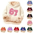 thumbnail image 4 of NAFUU Trendy 67 Hoodies for Girls Fleece Lined Hoodie Pullover Casual Hooded Sweatshirts For Kids Long Sleeve Tops Winter Warm Outerwear 11-12 Years, 4 of 4