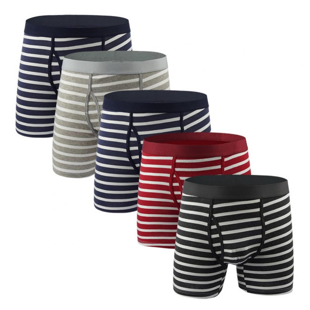 KOERIM Stripe Cotton Boxer Briefs Long Leg MoistureWicking,Anti