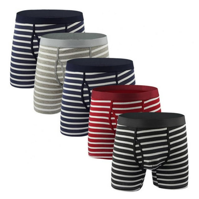 KOERIM Stripe Cotton Boxer Briefs Long Leg MoistureWicking,Anti