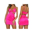 thumbnail image 5 of Luiryar Women Satin Cutout Mini Dress Sleeveless Spaghetti Strap Sexy Bodycon Party Wear, 5 of 9