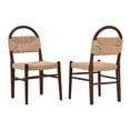 thumbnail image 2 of Euroco Woven Dining Chairs Set of 2, Mid Century Modern Kitchen Accent Chairs with Wood Legs, Armless Side Chair for Home Bar/Restaurant/Dining Room,Walnut, 2 of 8