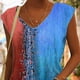 thumbnail image 5 of Mujeres camiseta de verano suelta casual multi color V cuello sin mangas gradiente superior para mujeres niñas rojo M, 5 of 7