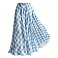 thumbnail image 5 of ShomPort Women's Flowy Maxi Skirt Plaid Boho Pleated A Line Elastic Waist Summer Casual Tulle Layered Long Skirts, 5 of 6