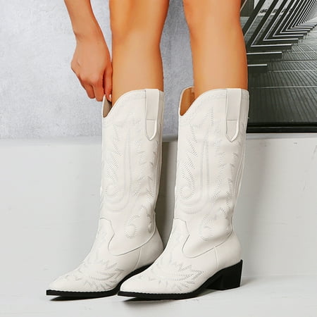 

Boots For Womens Embroidered Vintage Cowgril Cowboy Western Boots Motorcycle Boots Womens Boots Wide Calf Low Heel Thick Socks for Women Winter Mid Calf Women Boots Wide Calf Mid Calf Rain Boots for