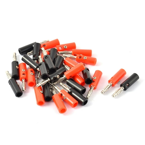 Unique Bargains 30pcs 4mm Black Red Audio Speaker Cable Wire Connector Banana Plug Jack Coupler