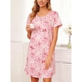 thumbnail image 3 of DAKIMOE 3 Pack Nightgowns for Women Soft Cotton Short Sleeve Night Shirts Womens Print Sleep Shirts Loose Comfy Pajamas Sleepwear, 3 of 6