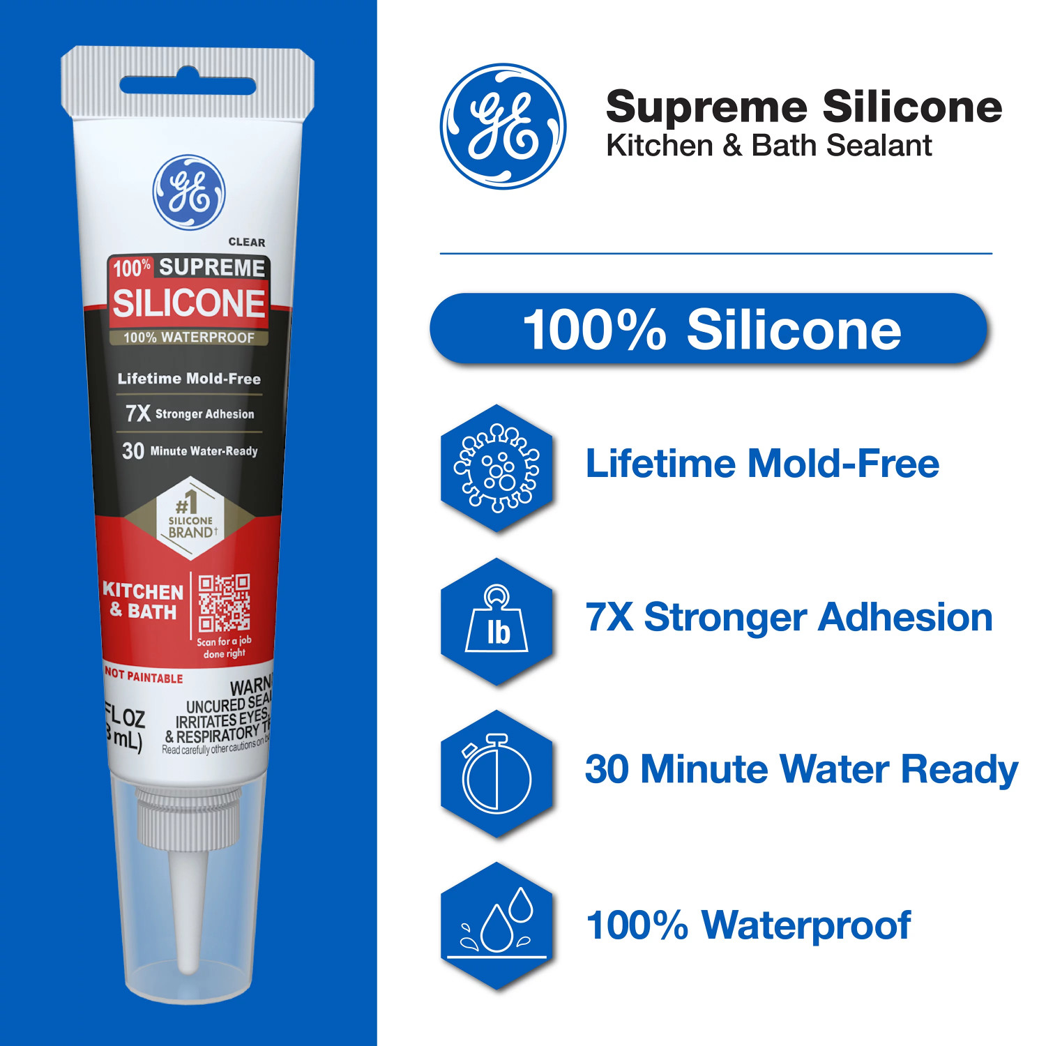 GE Supreme Silicone Kitchen & Bath Sealant, 2.8 oz photo 7