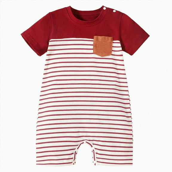 KPOPLK Baby One Piece Romper Soft Cotton Sleepwear Footed Jumpsuit for 0-12 Month (Red,3-6 Months)