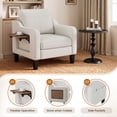 thumbnail image 4 of EOP Modern Comfy Armchair, Linen Fabric Accent Chair with Side Pockets, Living Room Chair with Foldable Table, Upholstered Reading Chair for Bedroom, Beige, 4 of 11