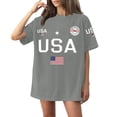 thumbnail image 2 of 4th of July Shirts Women:USA Short Sleeve American Flag Crew Neck Graphic Tee Patriotism T-Shirt, 2 of 5