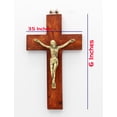 thumbnail image 5 of Pair of 6" Height Handmade Wood and Brass Jesus Christ On The Cross Wall Hanging Crucifix Plaque, 5 of 5
