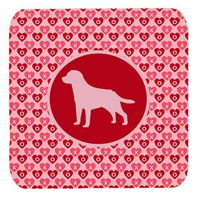 Labrador Valentine Hearts Foam Coasters - Set 4, 3.5 x 3.5 In.