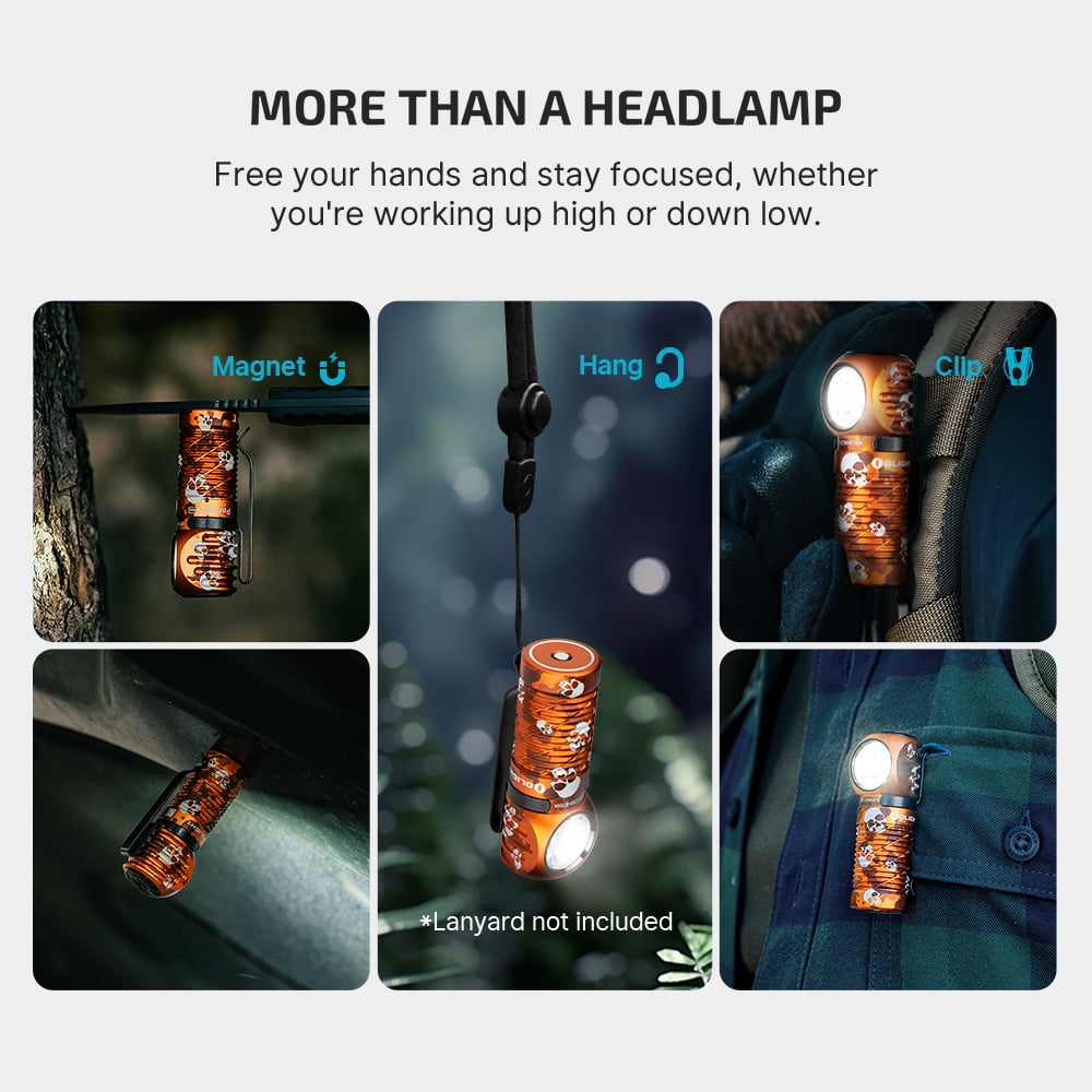 OLIGHT Perun 3 Mini Headlamp 1250 Lumens LED Head Flashlight,Rechargeable Headlight with Red Light Option,Perfect for Working, Hiking, Camping and Climbing（Ghost Blaze）