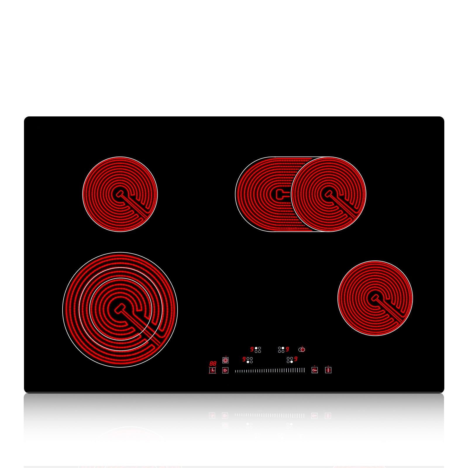 SKYSHALO Built-in Electric Cooktop Radiant Ceramic Cooktop 4 Burners 30.3x20.5 inch