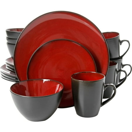 Oven Safe Dinnerware Gibson Home Soho Lounge Round 16 Piece Dinnerware Set, Burgundy - 11