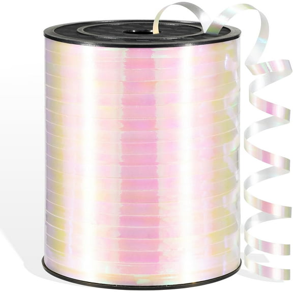 Iridescent White Curling Ribbon Balloon String for Gift Wrapping, Thin Iridescent White Balloon String for Art Crafts, Party, Wedding, Christmas