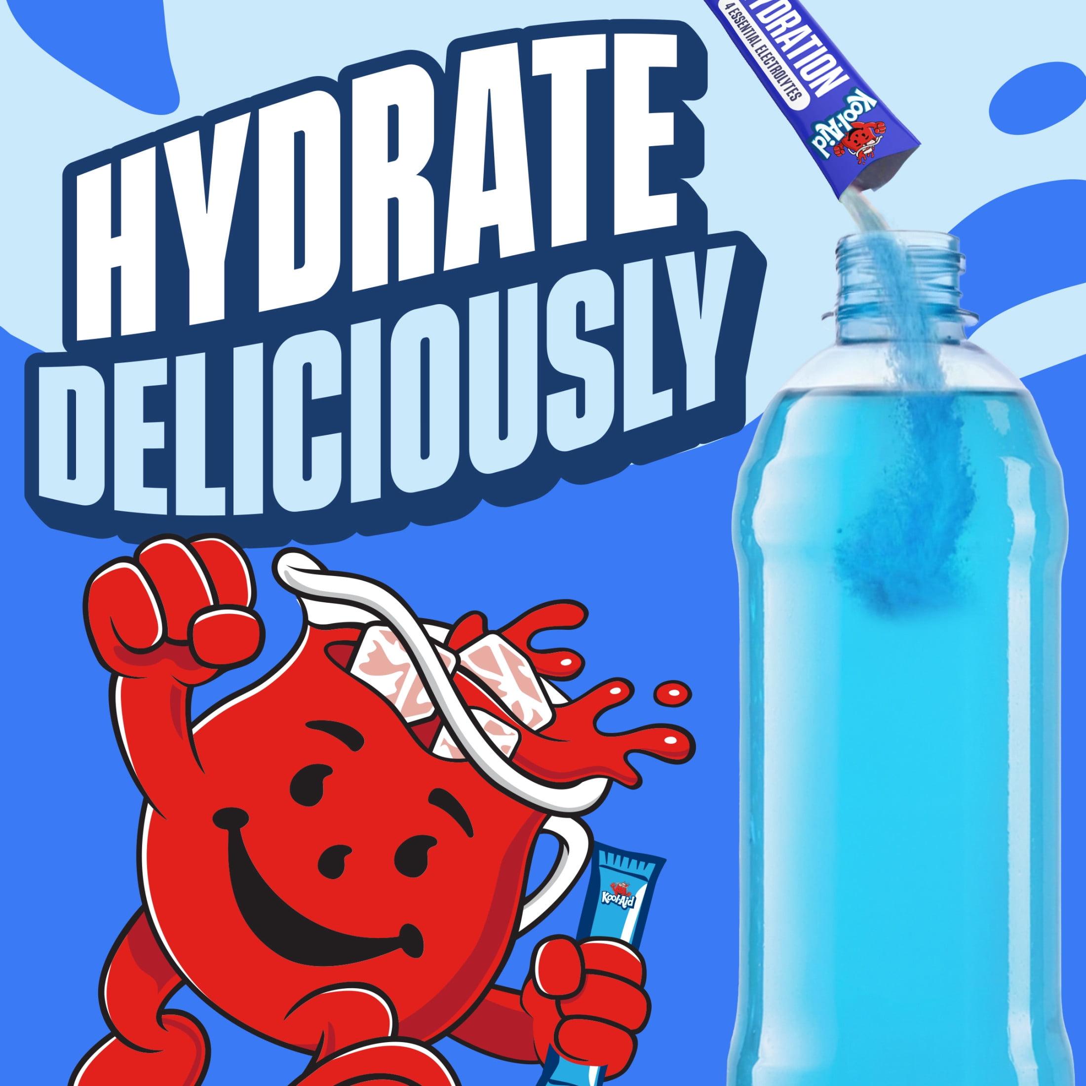 (12 pack) Kool-Aid Hydration Electrolyte Powder Drink Mix, 6 On-the-Go-Packets, for Easy and Flavorful Hydration, Blue Raspberry Lemonade Artificial Flavor, Zero Sugar, No Artificial Dyes, 1.32 oz Box