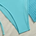 thumbnail image 6 of BiZtdJrK Women's 3 Pieces Swimsuit Tie Back Bikini Swimwear Beach Summer Bathing Suit with Cover Up Shorts Blue M, 6 of 10