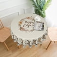 thumbnail image 4 of Happy Easter Round Tablecloth 60Inch Spring Bunny Rabbits Eggs Carrot Table Cloth Cover with Buffalo Plaids Stain Resistance Washable for Kitchen Dining Indoor Outdoor Holiday Party Decor, 4 of 6