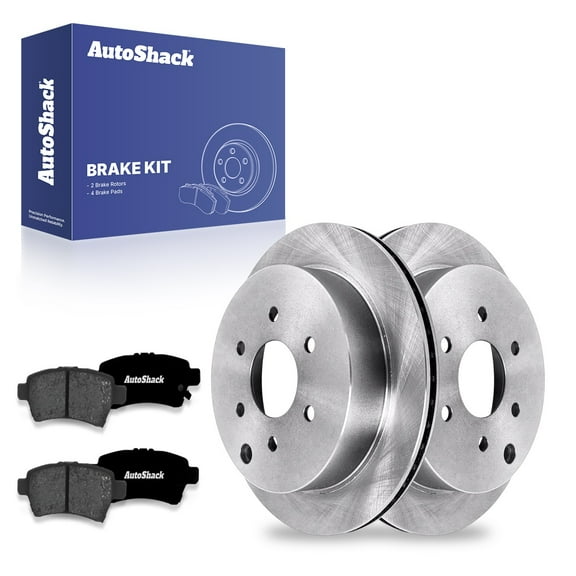 AutoShack 11.25" (285.7 mm) Rear Vented Brake Rotors   Premium Ceramic Brake Pads | Replacement for 2006-2007 Nissan Xterra | 6-PC Brake Kit