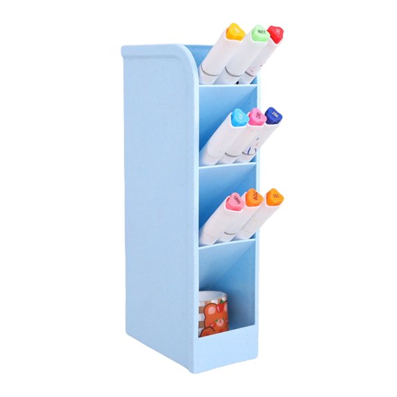 FaLX Pen Holder Multifunctional 45 Degrees Inclined Plastic Transparent Pencil Makeup Cosmetics Storage Box for Home