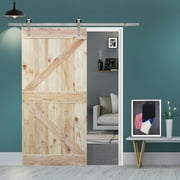 36"x84" Natural Primed Knotty Pine Sliding Wood Solid Core Barn Interior Door