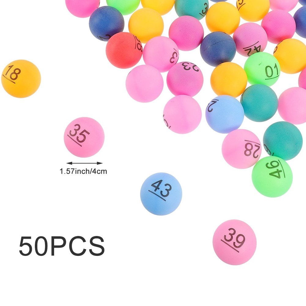 50Pcs Bingo Ping-Pong Balls Plastic Numbered Bingo Balls 1 to 50 Raffle Balls Multicolor Lottery Balls Game Balls Replacements 4CM