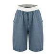 thumbnail image 5 of VERUGU Shorts for Women Elastic Waist Sports Pants Summer Solid Casual Outdoor Half Shorts with Pockets Blue L, 5 of 6