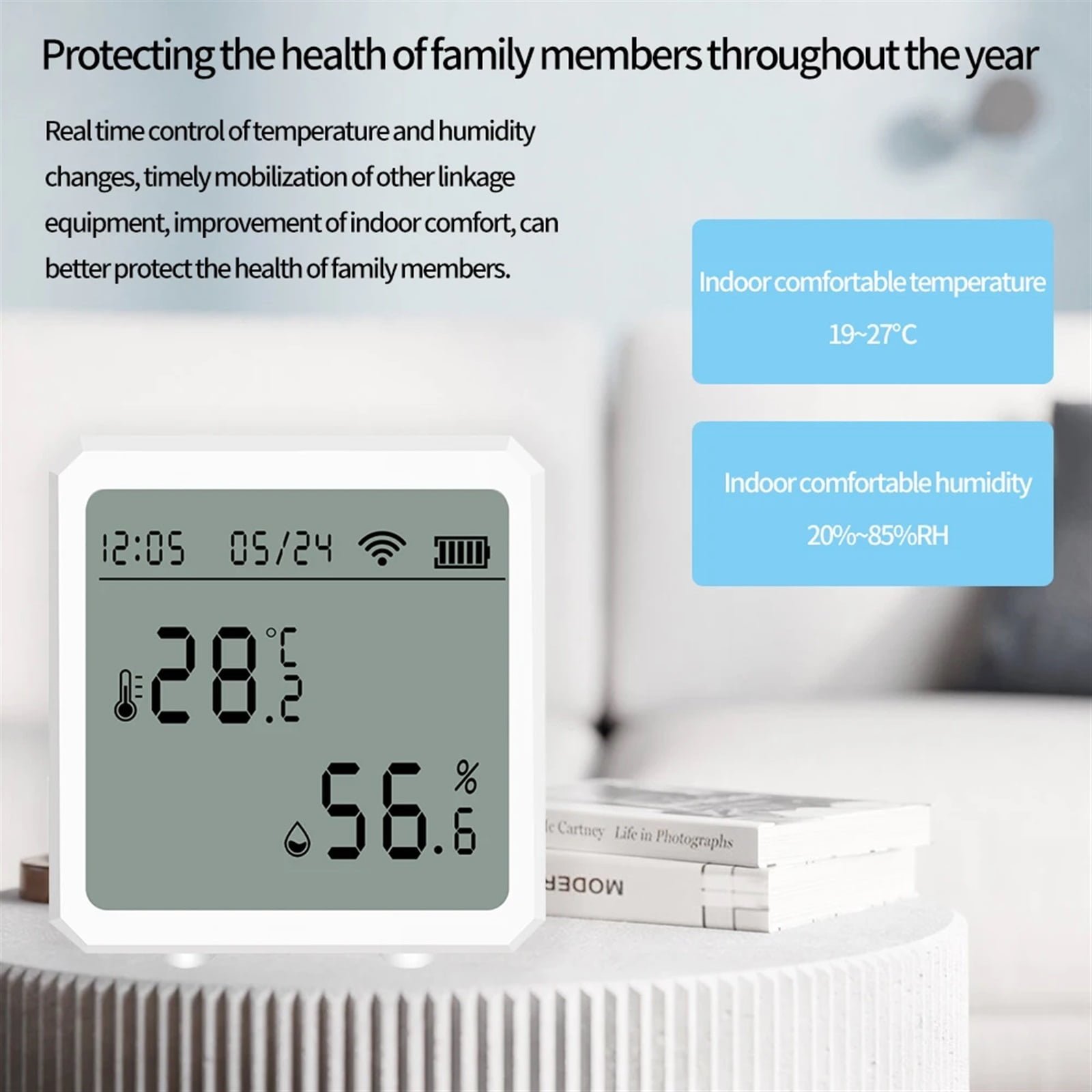 Tuya Temperature Humidity Sensor Smart Home Thermo-hygrometer Digital Display Thermometer Monitor Weather Station Clock ,High Precision