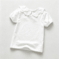 thumbnail image 4 of Lumtrix Toddler Girls Short Sleeve Shirts Scalloped Doll Collar Blouse | Solid Color Casual Tee Tops, 0 Months-7 Years White 120, 4 of 6