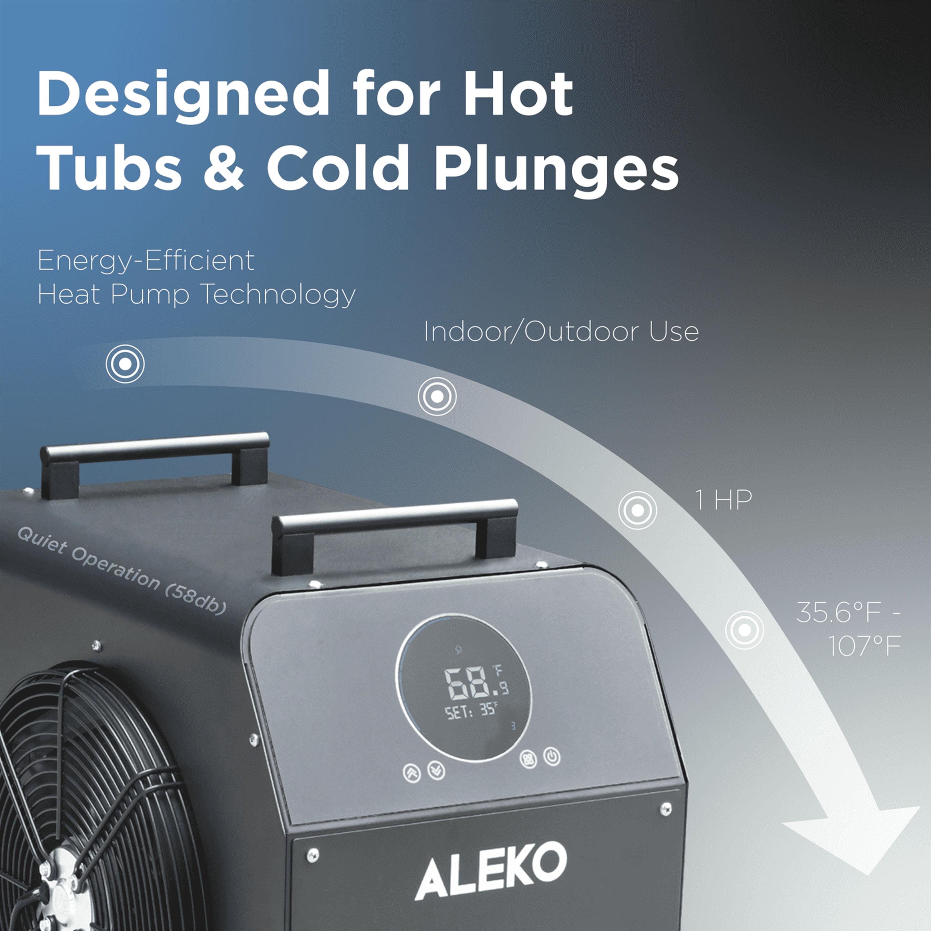 ALEKO Lumina Bath Cold Plunge Tub Heating Cooling Chiller Ozone Cycle with Wi-Fi Water Pump