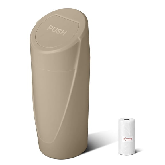 Car Trash Can Bin with Lid - Car Garbage Can Cup Holder - Beige Mini Leakproof Vehicle Trash Garbage Can Bin with 30pcs Trash Bags-Car Organizers and Storage for Front Back Seat Accessories