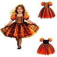 thumbnail image 5 of Glisme Toddler Girls Dress Colorblock Puff Sleeve Square Collar Halloween Performance Girls Dresses, 5 of 7