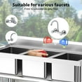 thumbnail image 6 of Stainless Steel Sink, 39x18x37inch, Three Bowl Compartment, Hot & Cold Hoses, Kitchen Utility Sink for Garage, Restaurant, Indoor Outdoor, 6 of 8