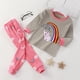 thumbnail image 3 of Gibobby Conjunto de pants para niño y niños pequeños, estampados de dibujos animados para niños pequeños, conjuntos de ropa de dormir de manga larga para niños(Rosa, 3-4 Años), 3 of 4