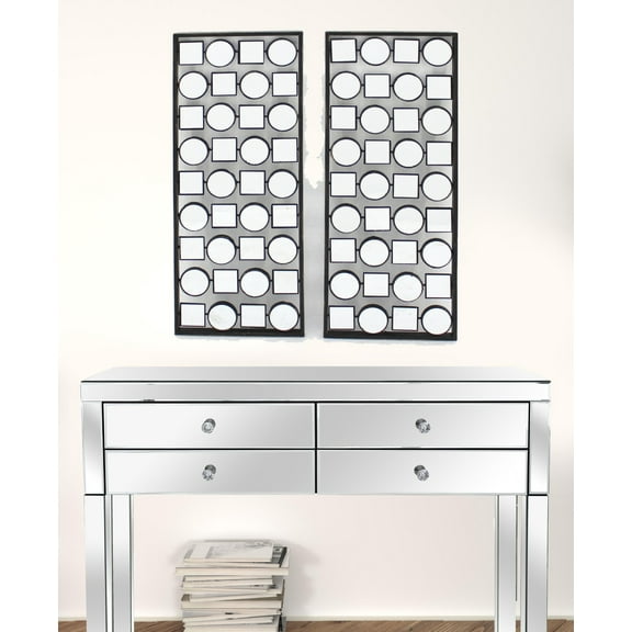 Dark Bronze Finish Mirrored Metal Wall Plaque Set