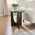thumbnail image 2 of Kings Brand Furniture Theo Modern End Table – Round Wood Accent Table with Sculptural U-Shaped Base for Living Room, Bedroom, or Office (Caviar), 2 of 4