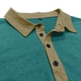 thumbnail image 3 of Men Striped Polo Shirts Casual Long Sleeve Color Block Turn-Down Collar Button T-Shirt Business Golf Athletic Slim Fit Sports Tops Summer Mens Clothes T Shirt Polo Tshirts for Men Mint Green L, 3 of 6