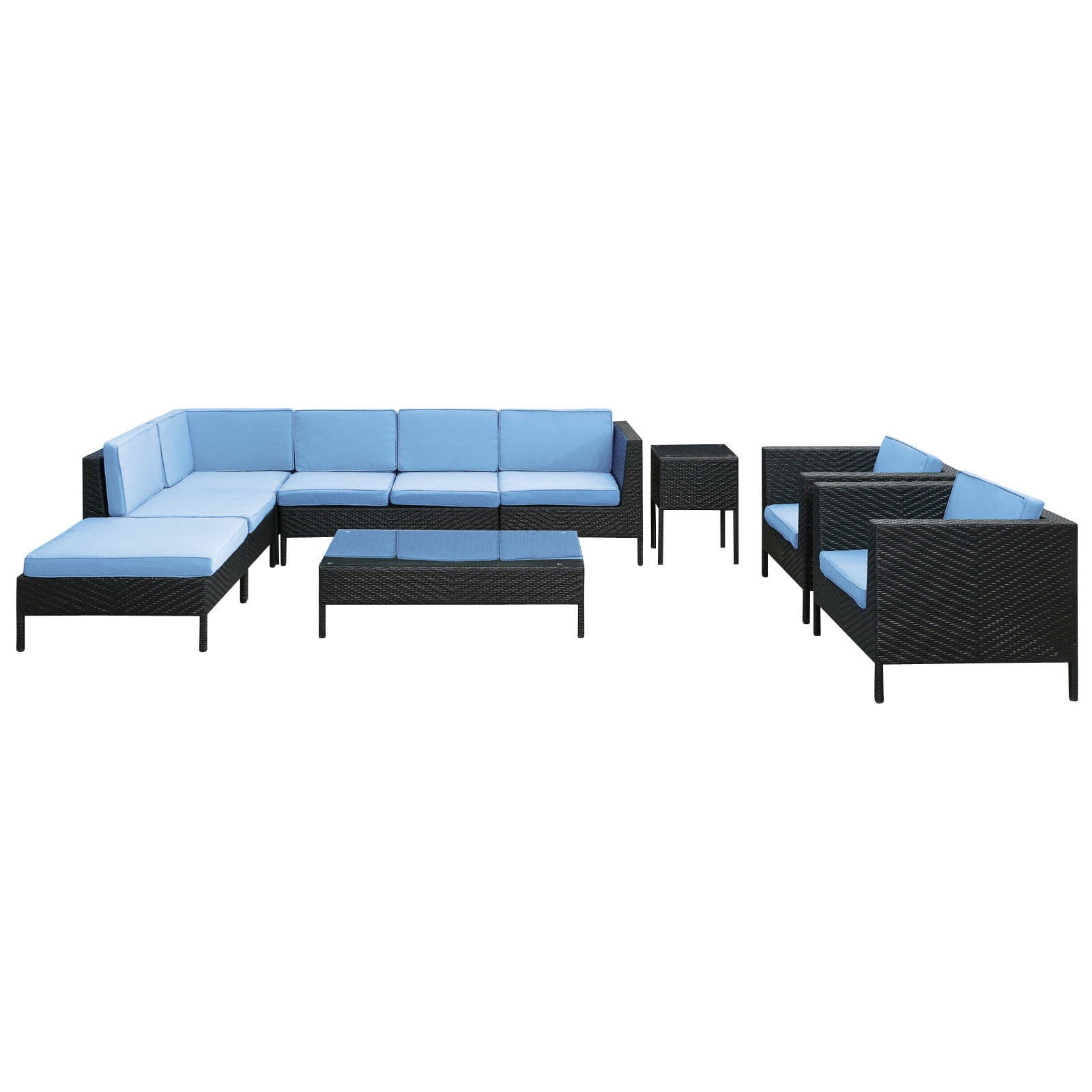 La Jolla 9 Piece Outdoor Patio Sectional Set