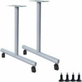 thumbnail image 2 of Lorell LLR60802 T-Leg Training Table Base with Casters, Metallic Silver - Pack of 2, 2 of 6