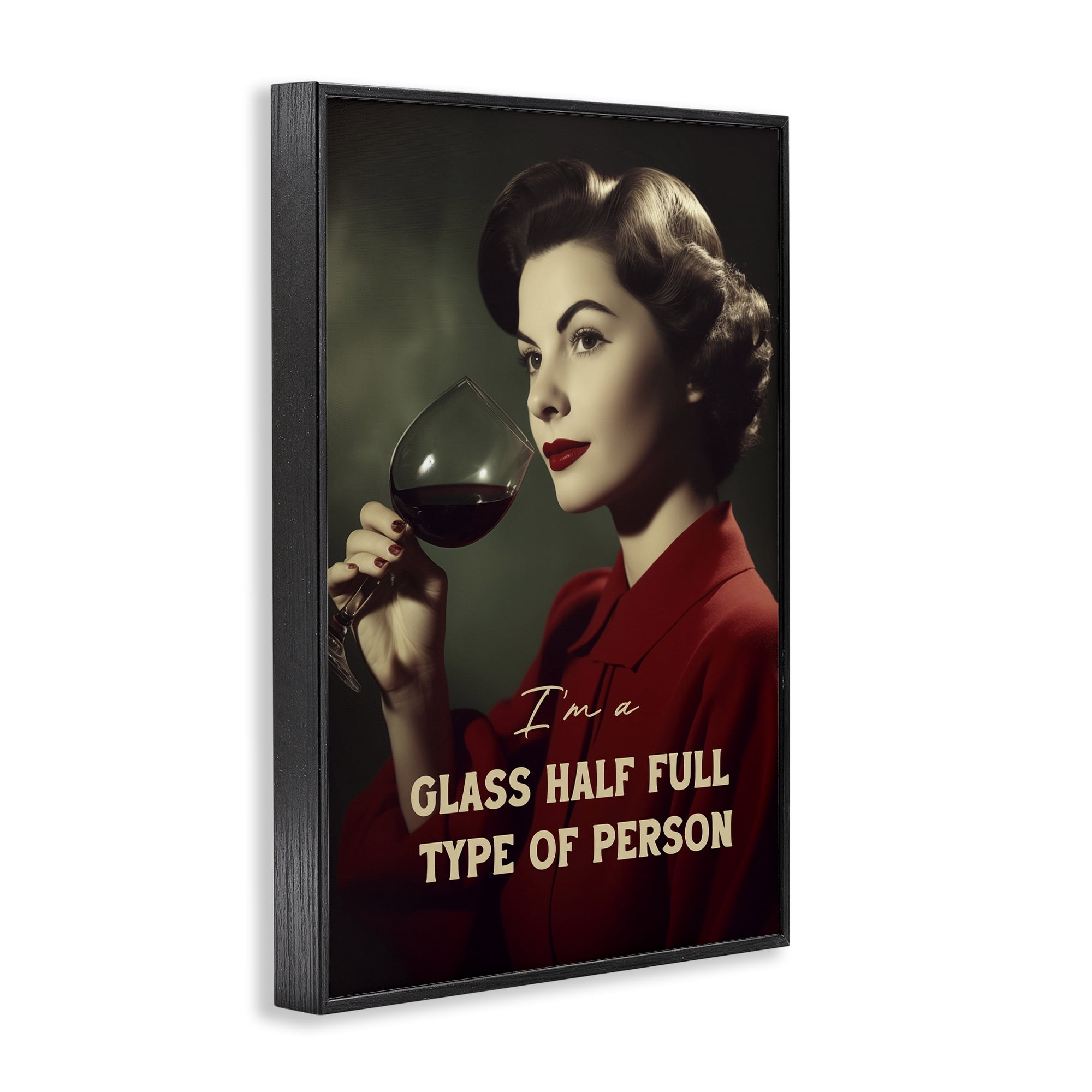 Stupell Industries Glass Half Full Person Black Framed Giclee Art, design by Andreas Magnusson