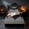 thumbnail image 5 of Homewish Halloween Bat Twin Sheets, Gothic Animal Bedding, Gray Black, 3 Pieces (1 Flat Sheet, 1 Fitted Sheet and 1 Pillowcase), 5 of 6