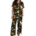 thumbnail image 4 of Pajamas For Women Set Halloween Pumpkprint Short Sleeve Shirts Long Pants Costume Sleepwear Loungewear Nightwear Nightclothes Homewear, 4 of 5
