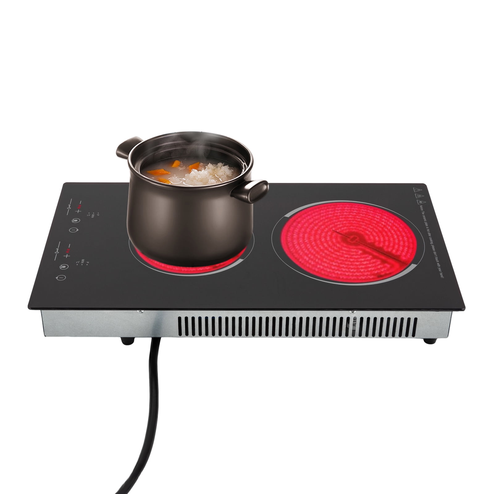Fixartoo 2 Burner Electric Cooktop 1500W,Ceramic Infrared Stove Top with Touch Control, 9 Heat Levels,LED Display,Built-in Cooktop for Kitchens