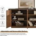 thumbnail image 4 of BFJDM 64 inch Walnut Fluted Sideboard Buffet, Faux Marble Top, Push-to-Open Design with 4 Adjustable Shelves, 4 of 11