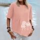 thumbnail image 1 of Fiudx Ofertas de La Semana Moda Mujer Casual Cuello Redondo Impresión Blusa Manga Corta Camiseta Verano Tops, 1 of 5